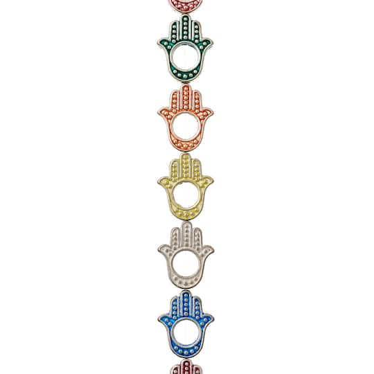 Multicolor Hamsa Metal Hand Beads, 15mm by Bead Landing™